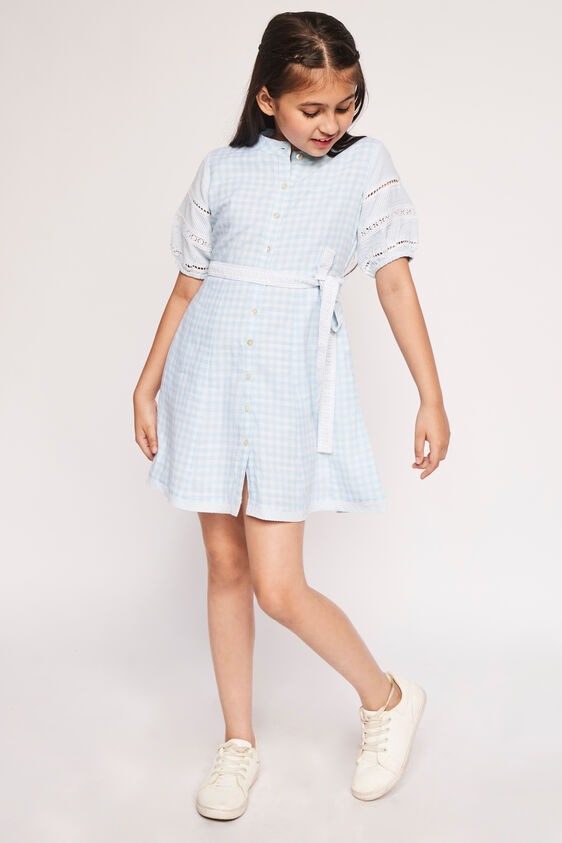Blue Checks Flared Dress, , image 2